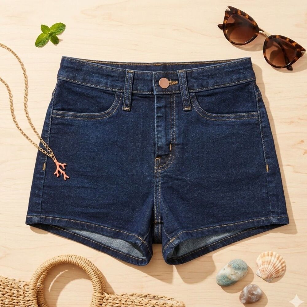 Wild Fable High Rise Denim Shorts Size 2/26 Dark Wash Stretch Short-Shorts